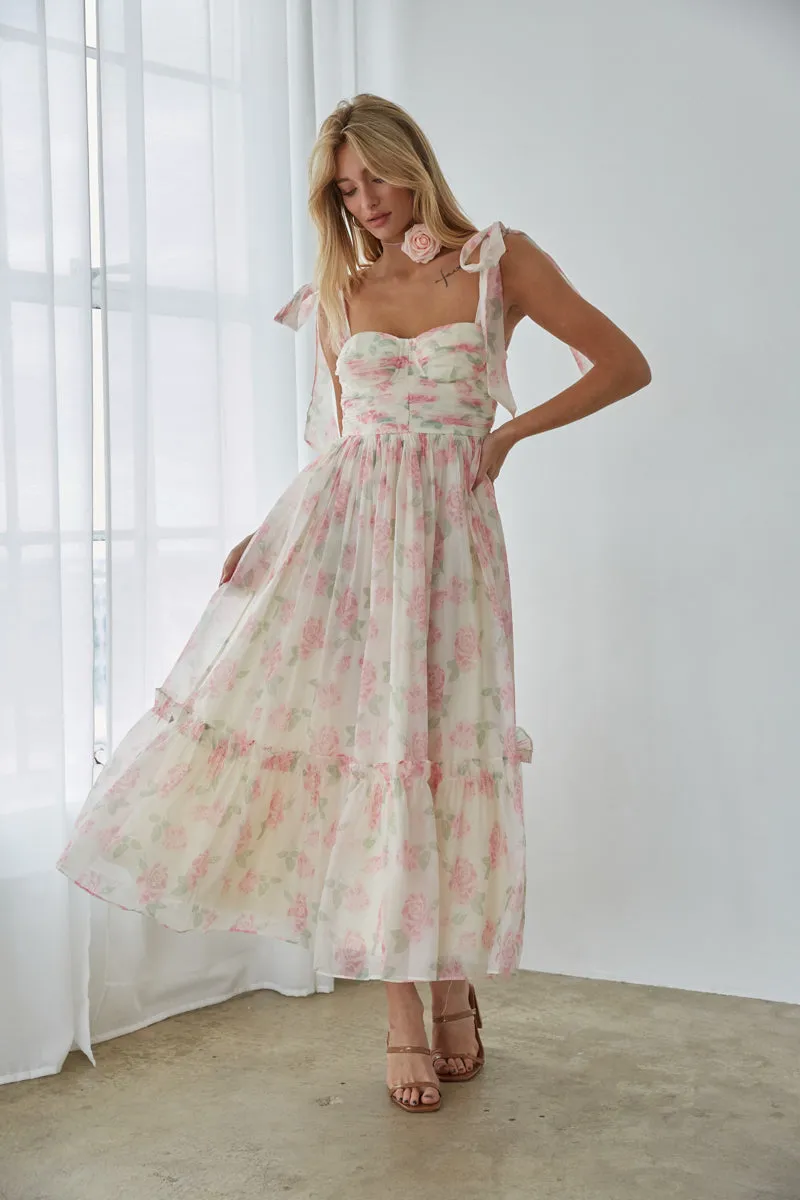 Celine Floral Tie Strap Maxi Dress self moment