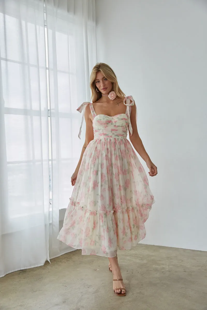 Celine Floral Tie Strap Maxi Dress self moment