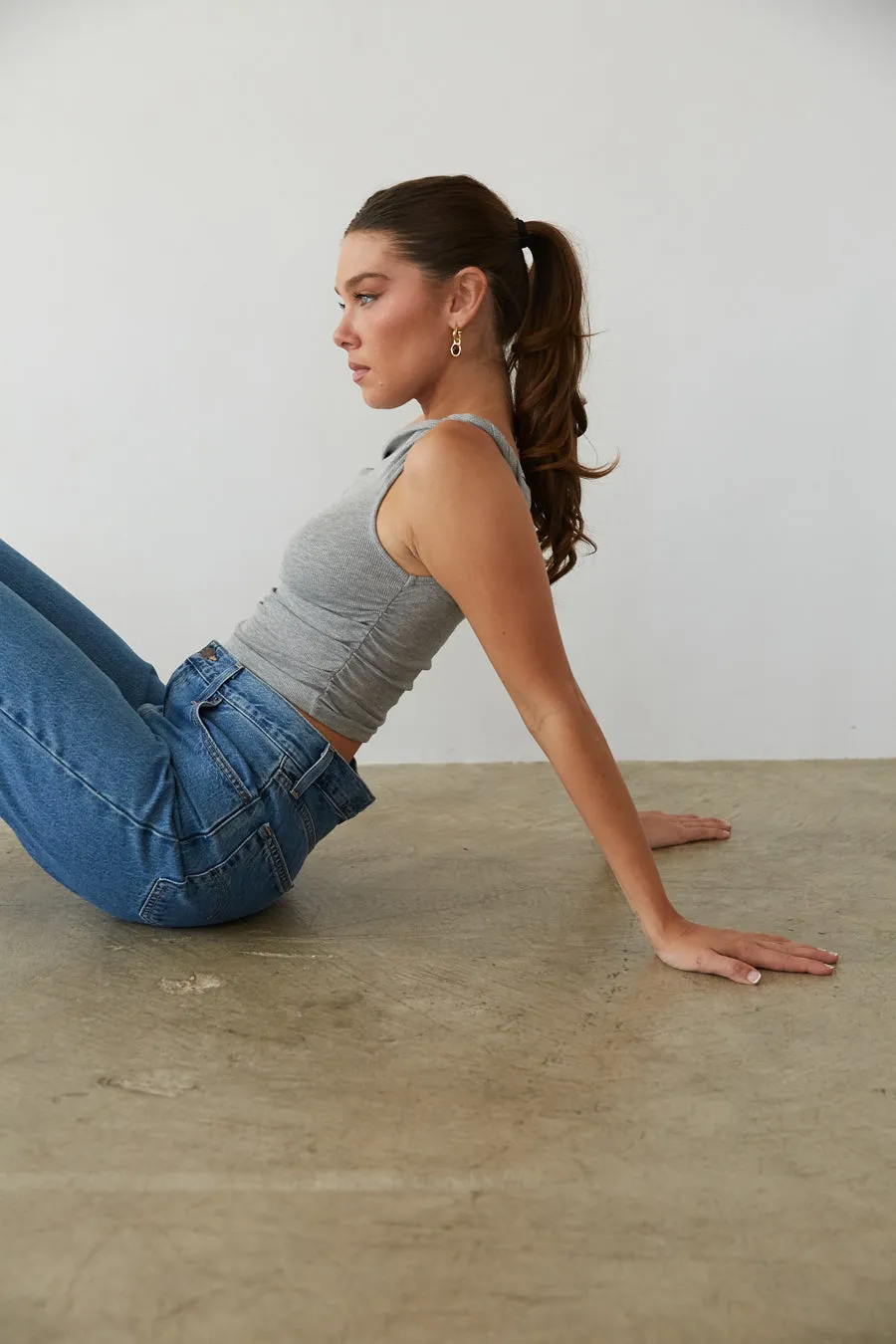 Charli Off the Shoulder Twist Tank Top bra safe