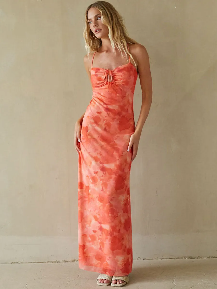 Chelley Keyhole Maxi Dress back tie