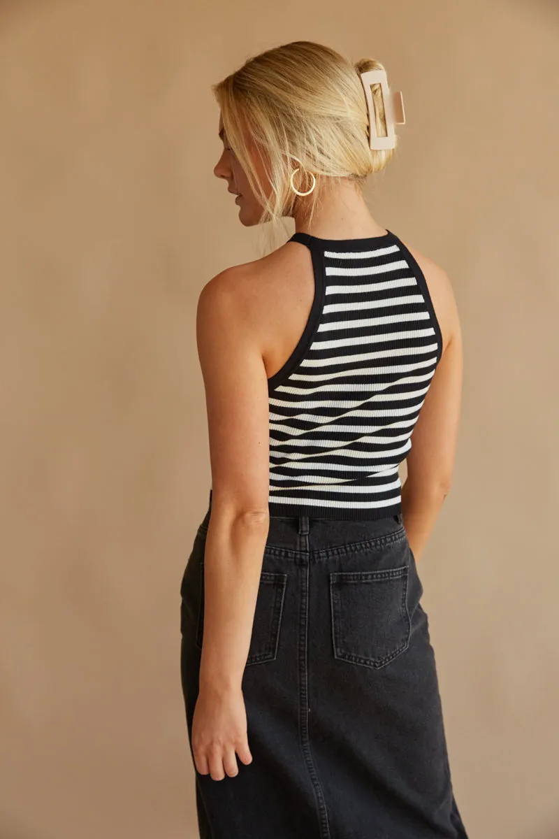 Cheyenne Striped Halter Tank Top cool match