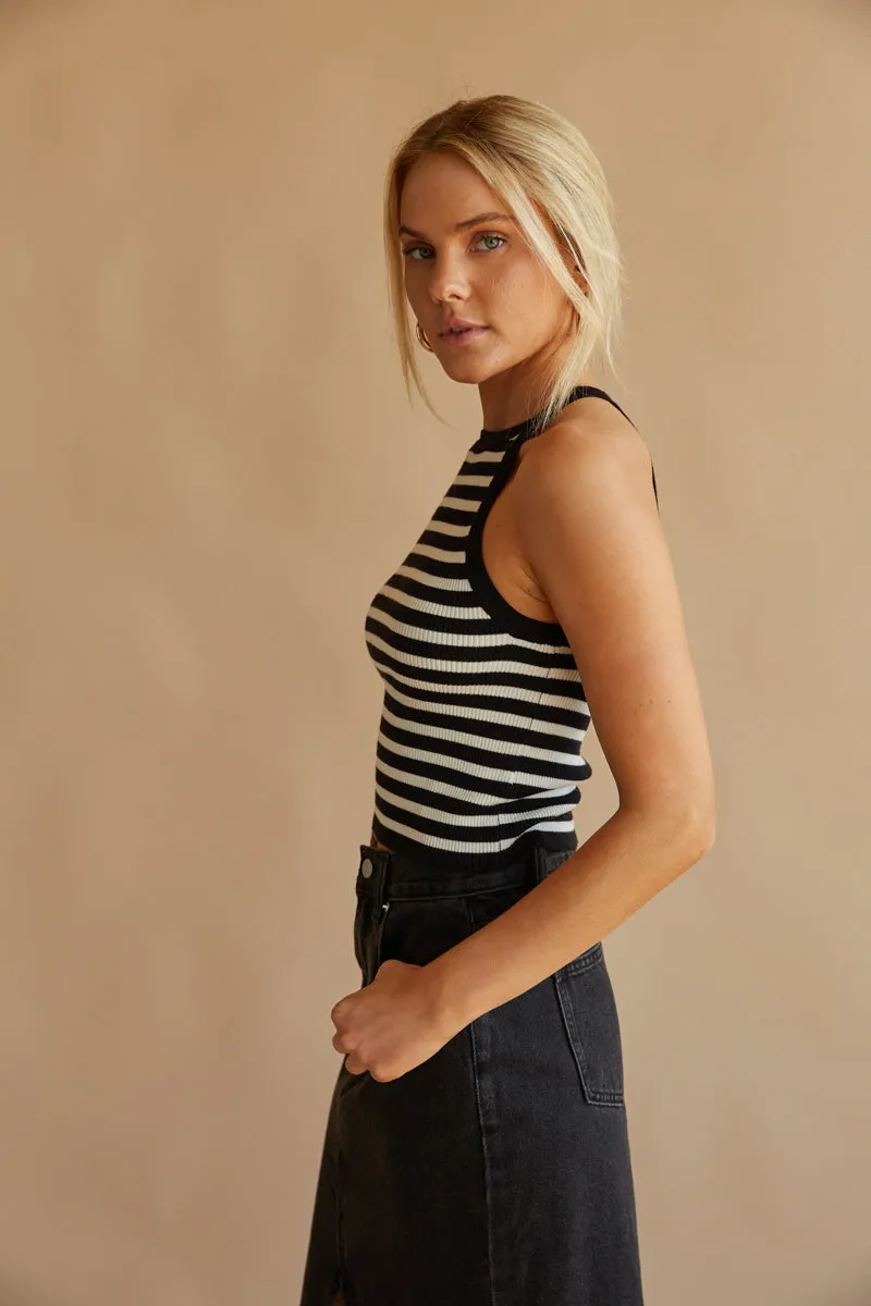 Cheyenne Striped Halter Tank Top cool match