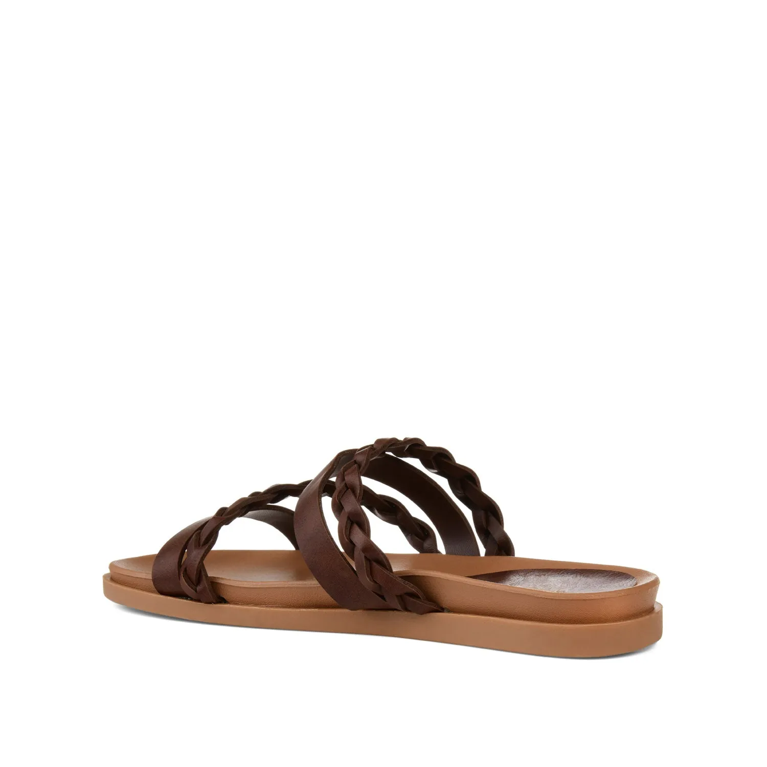 COLETTE SLIDE SANDALS IN FAUX LEATHER warm day