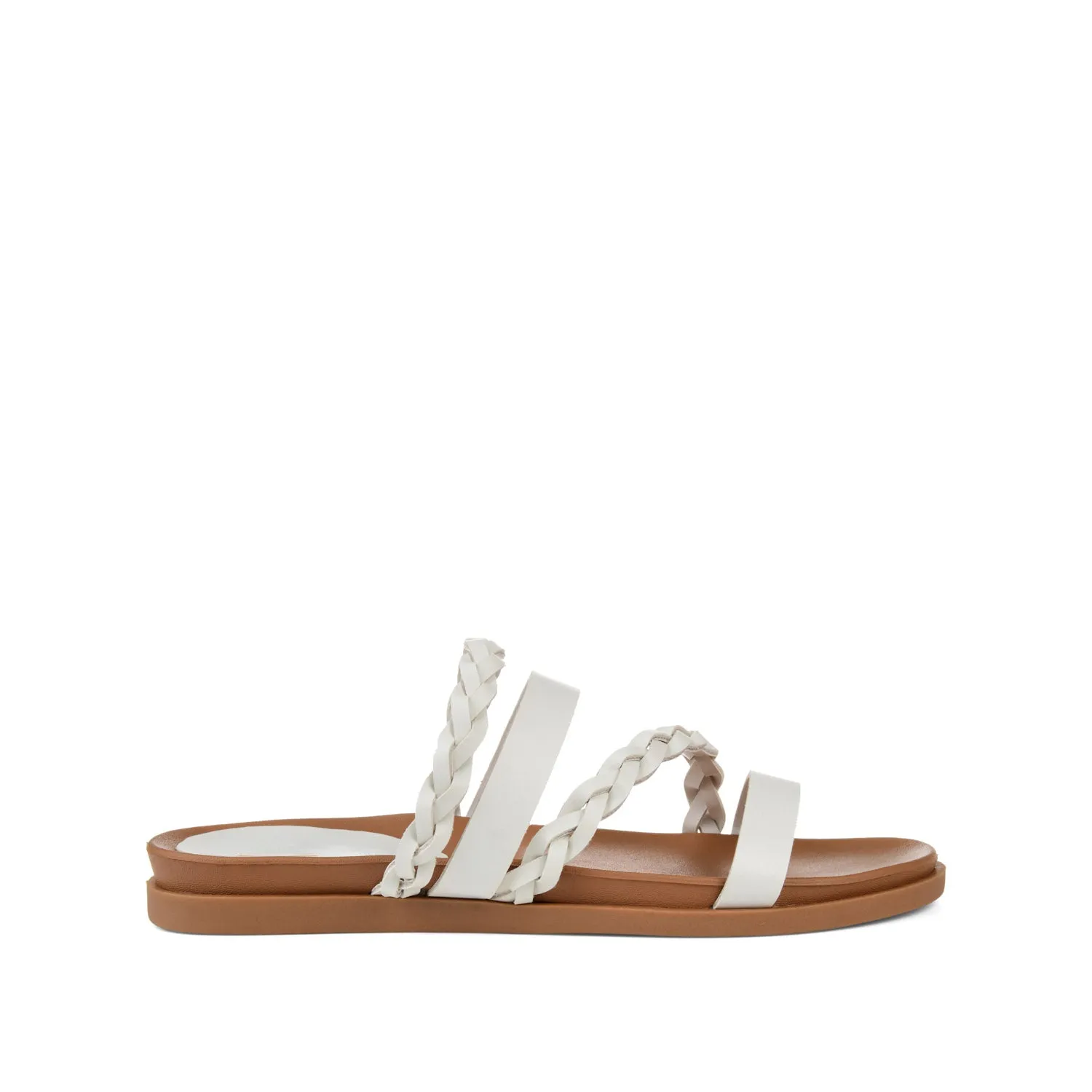 COLETTE SLIDE SANDALS IN FAUX LEATHER warm day