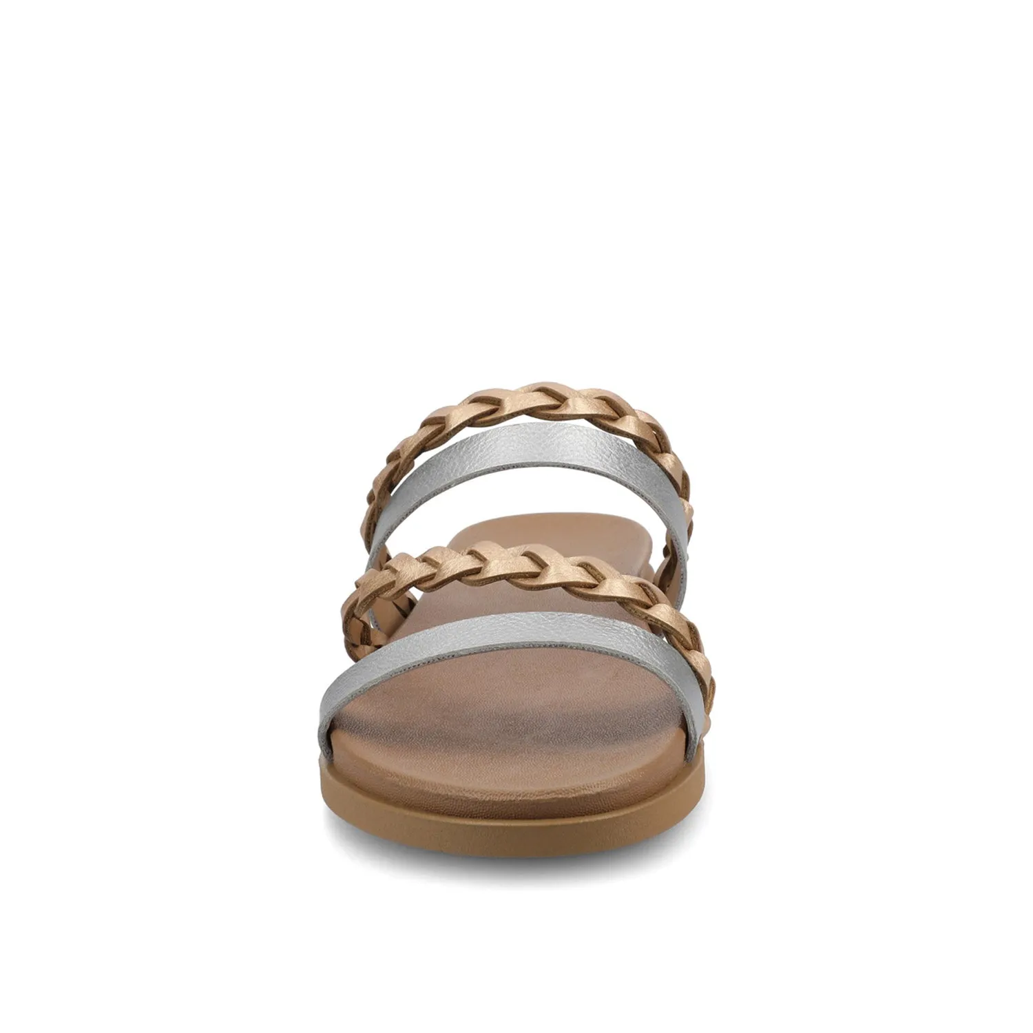 COLETTE SLIDE SANDALS IN FAUX LEATHER warm day