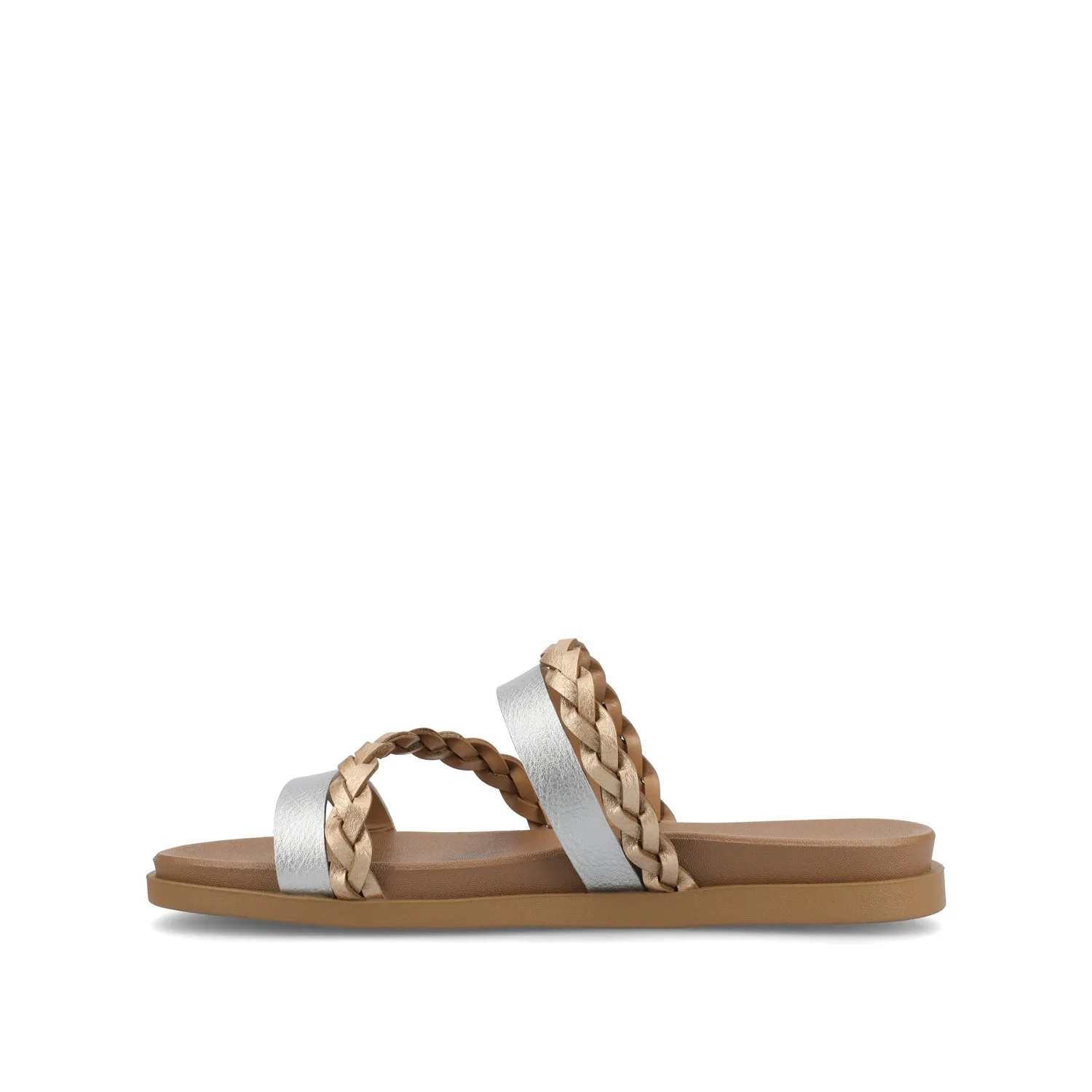 COLETTE SLIDE SANDALS IN FAUX LEATHER warm day