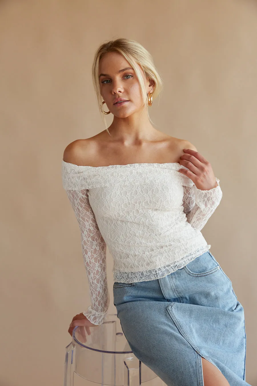 Collette Lace Long Sleeve Top city step