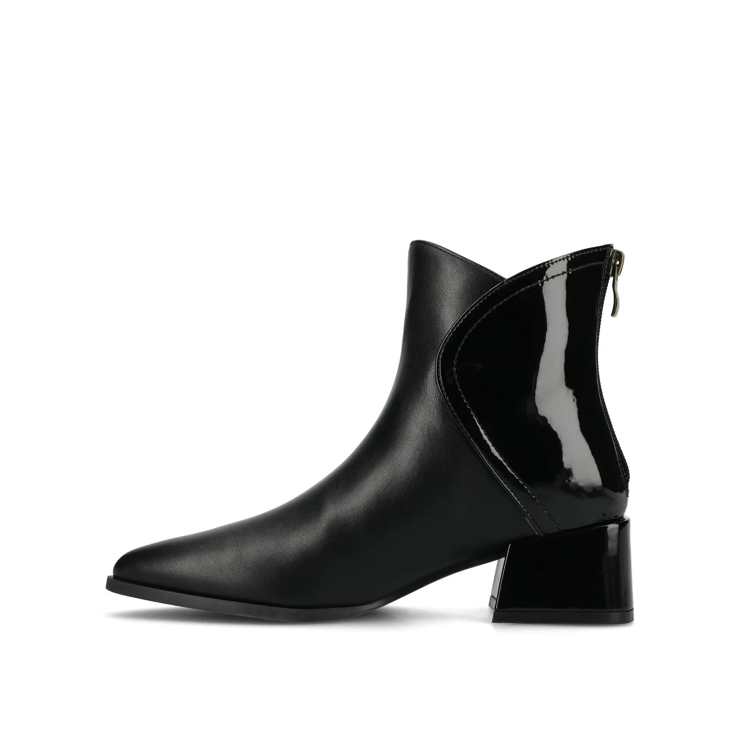 CONSUELLO POINTED TOE BOOTIES IN FAUX LEATHER side buckle