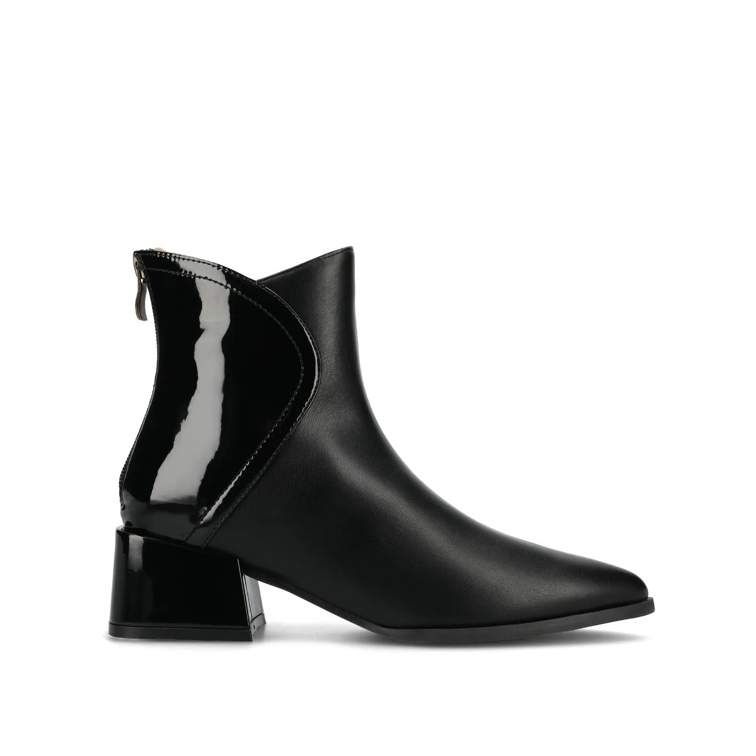 CONSUELLO POINTED TOE BOOTIES IN FAUX LEATHER side buckle