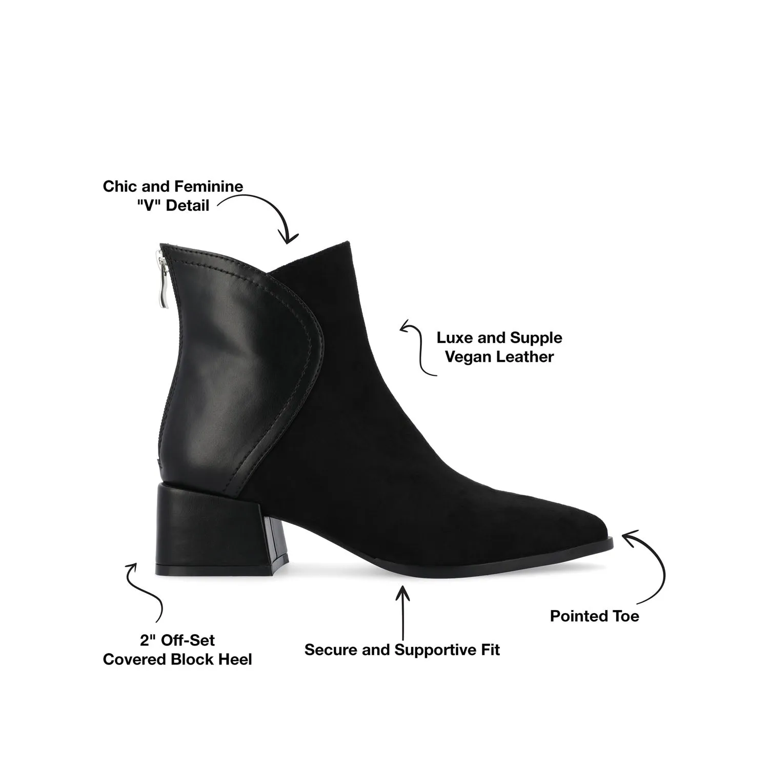 CONSUELLO POINTED TOE BOOTIES IN FAUX LEATHER side buckle