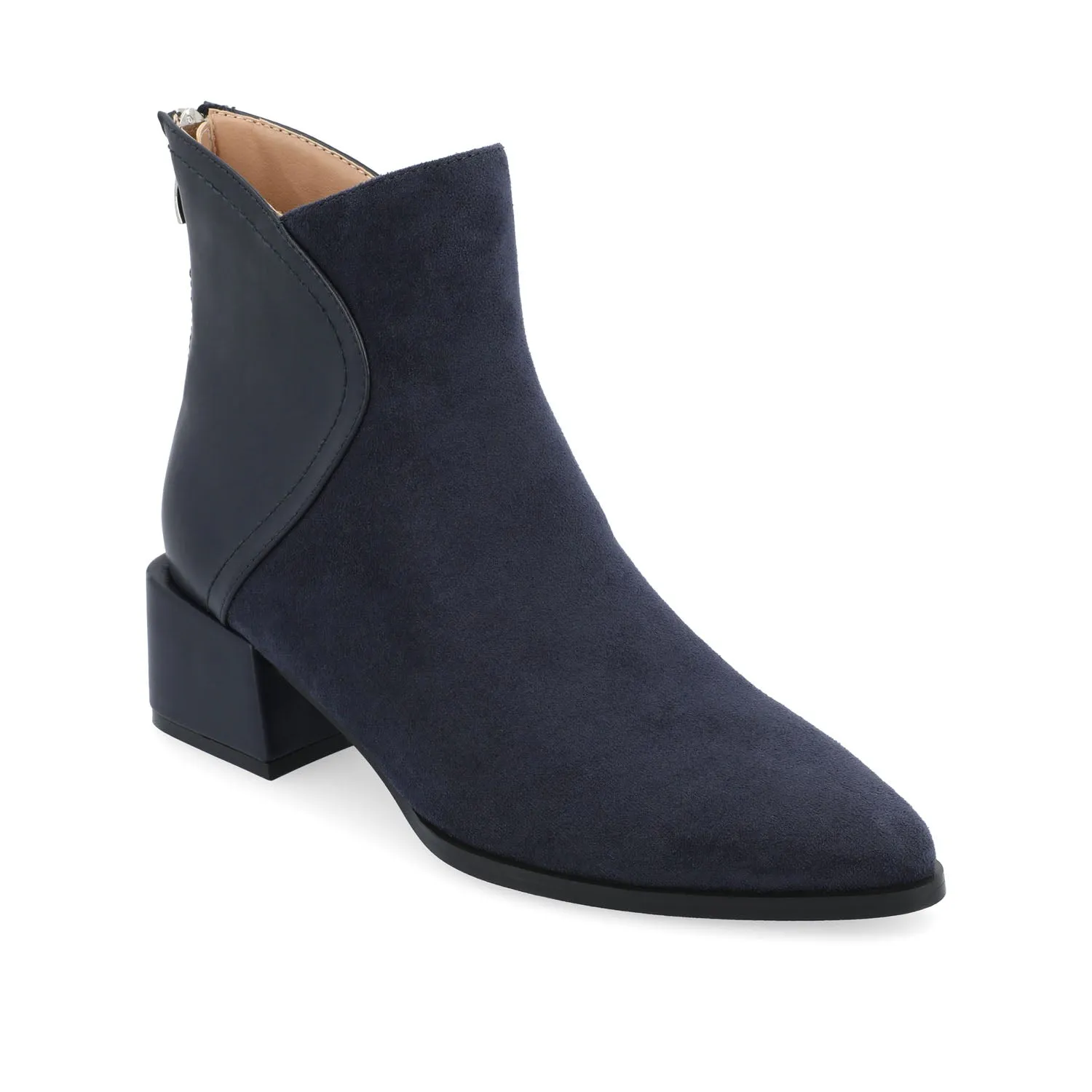 CONSUELLO POINTED TOE BOOTIES IN FAUX LEATHER side buckle