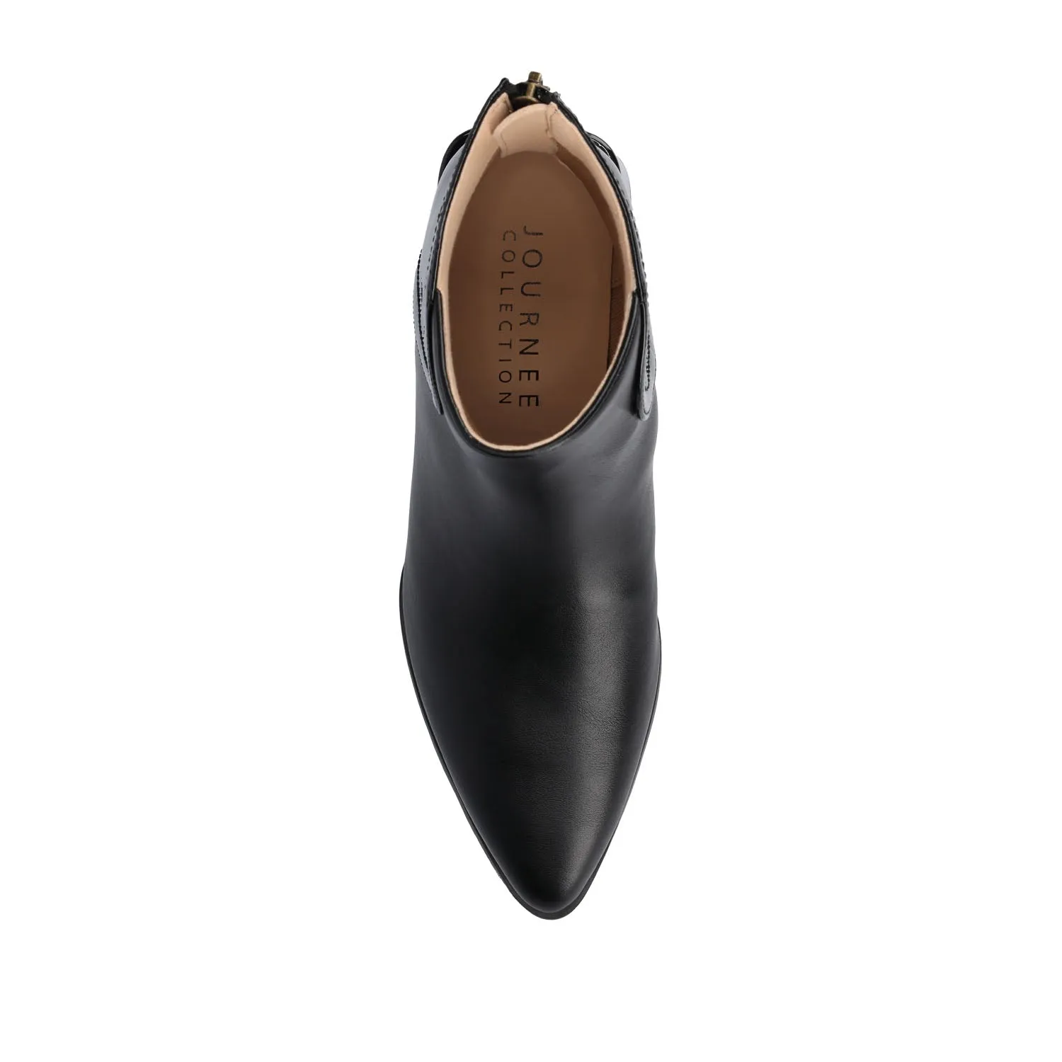 CONSUELLO POINTED TOE BOOTIES IN FAUX LEATHER side buckle