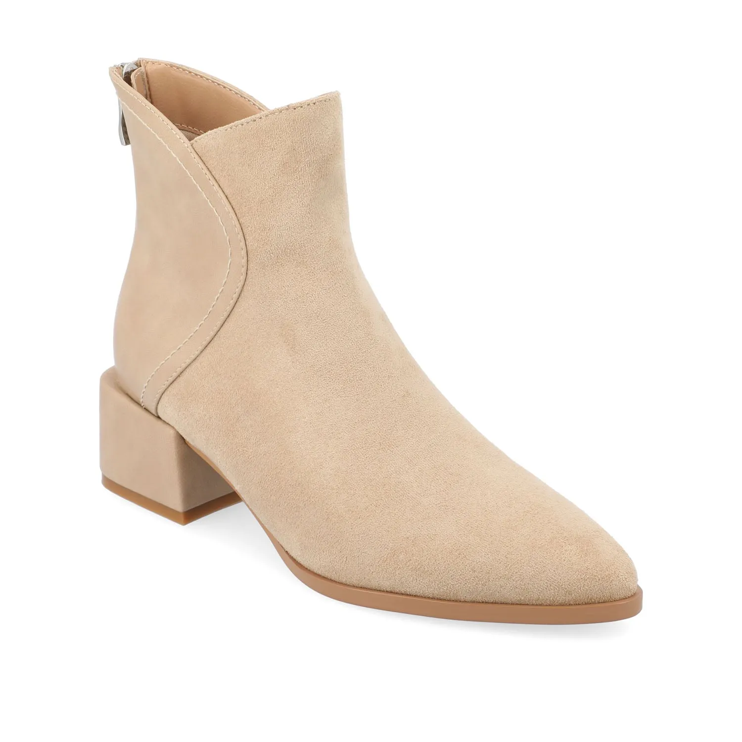 CONSUELLO POINTED TOE BOOTIES IN FAUX LEATHER side buckle