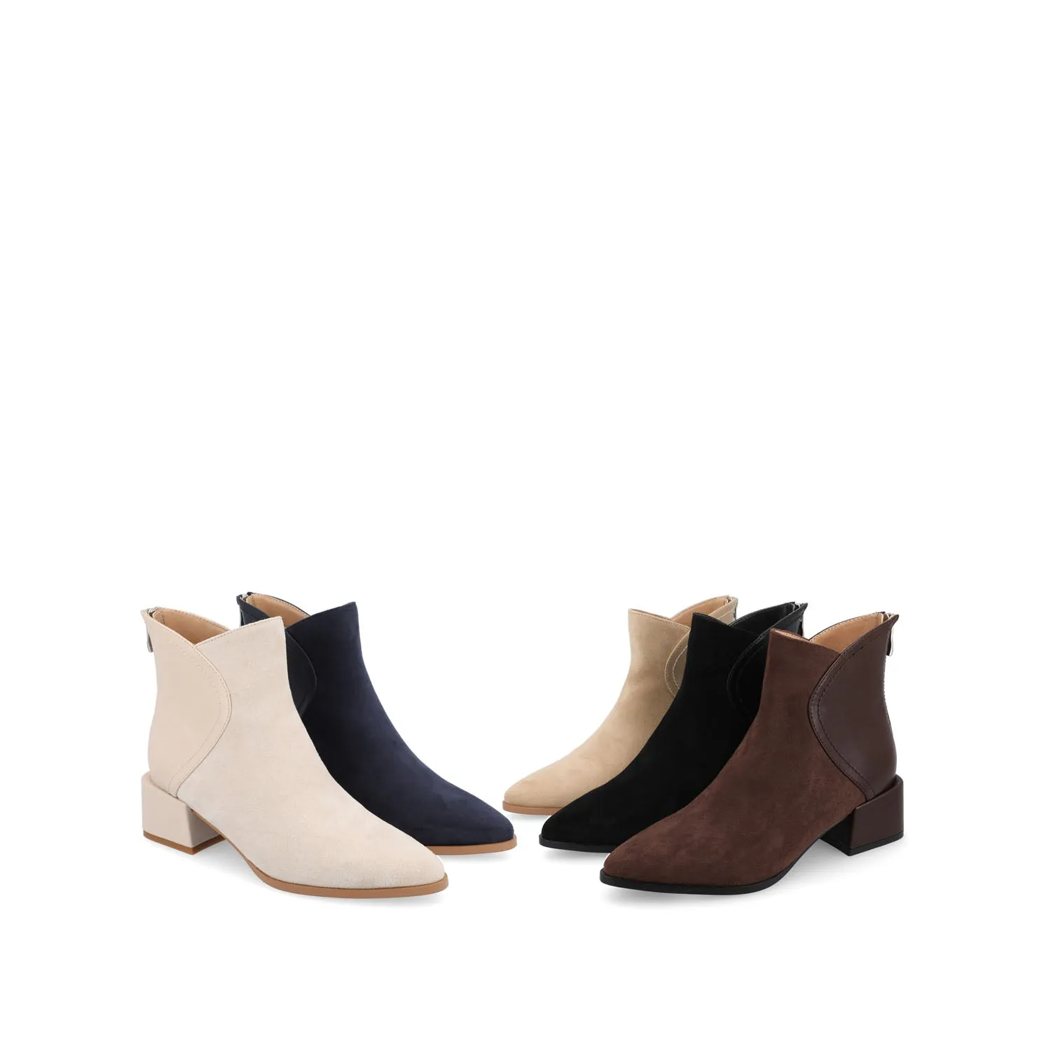 CONSUELLO POINTED TOE BOOTIES IN FAUX LEATHER side buckle