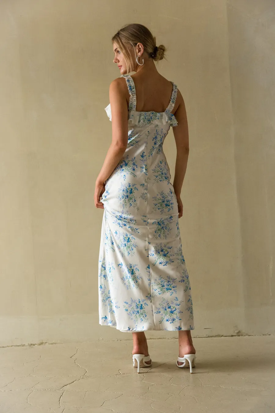 Cordelia Ruffle Floral Maxi Dress work fit