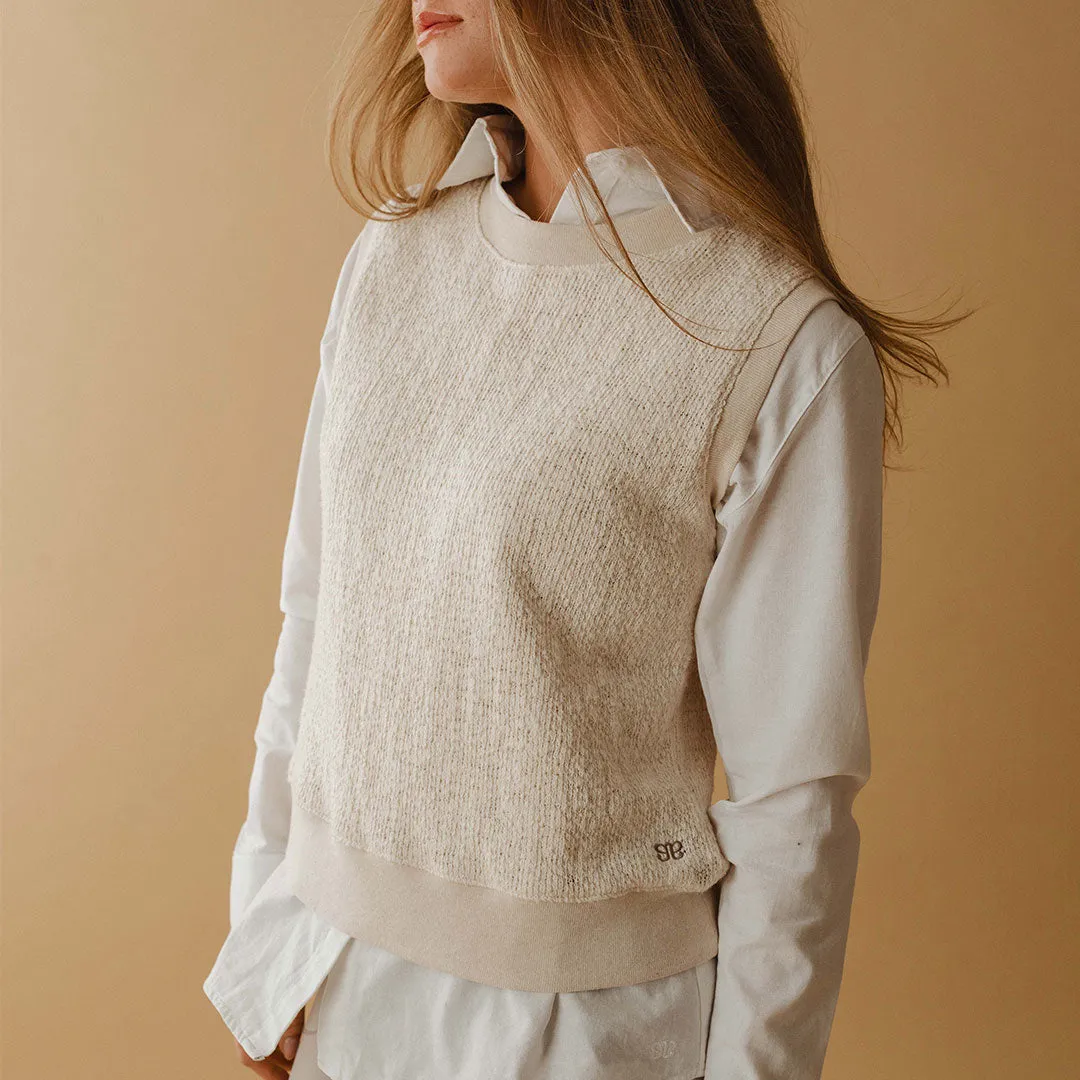Cottage Knit Sweater Vest drop arm