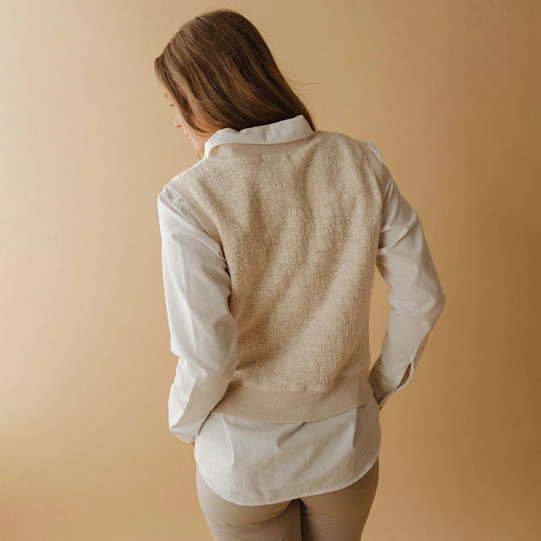 Cottage Knit Sweater Vest drop arm