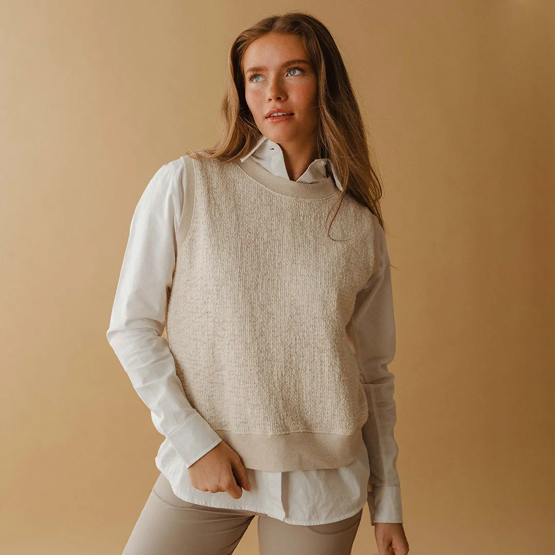 Cottage Knit Sweater Vest drop arm
