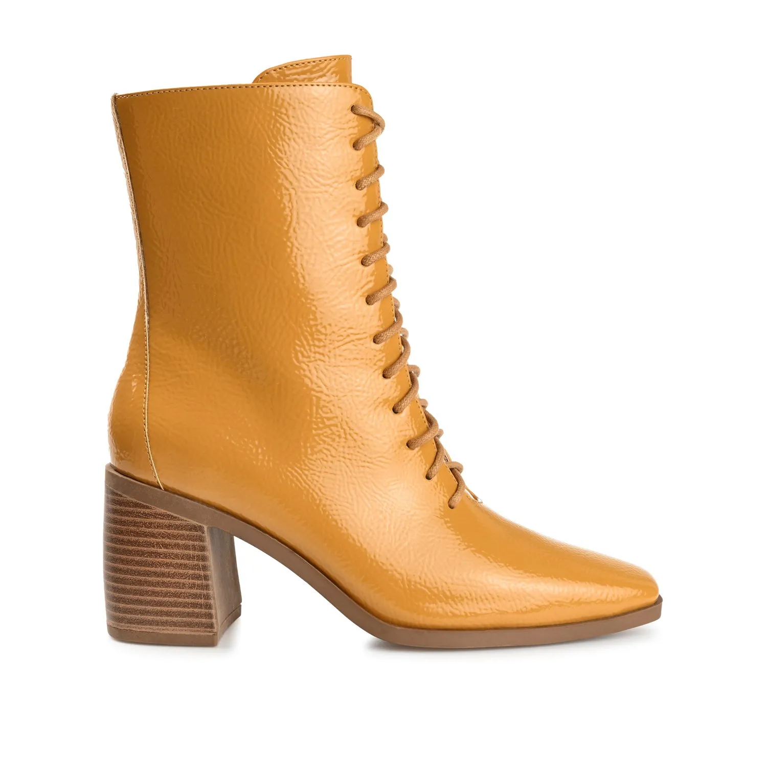 COVVA LACE-UP BOOTIES IN PATENT rainy step