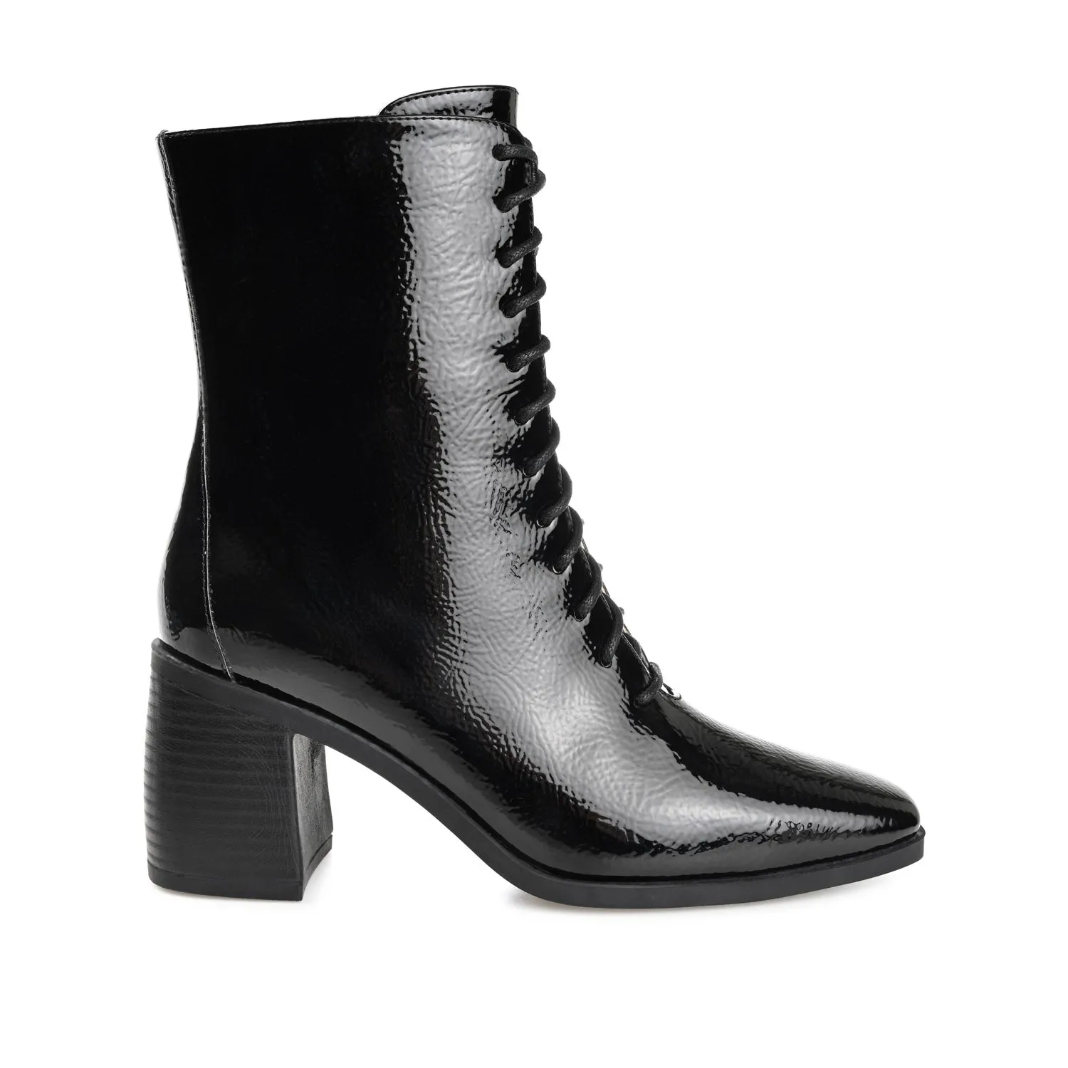 COVVA LACE-UP BOOTIES IN PATENT rainy step
