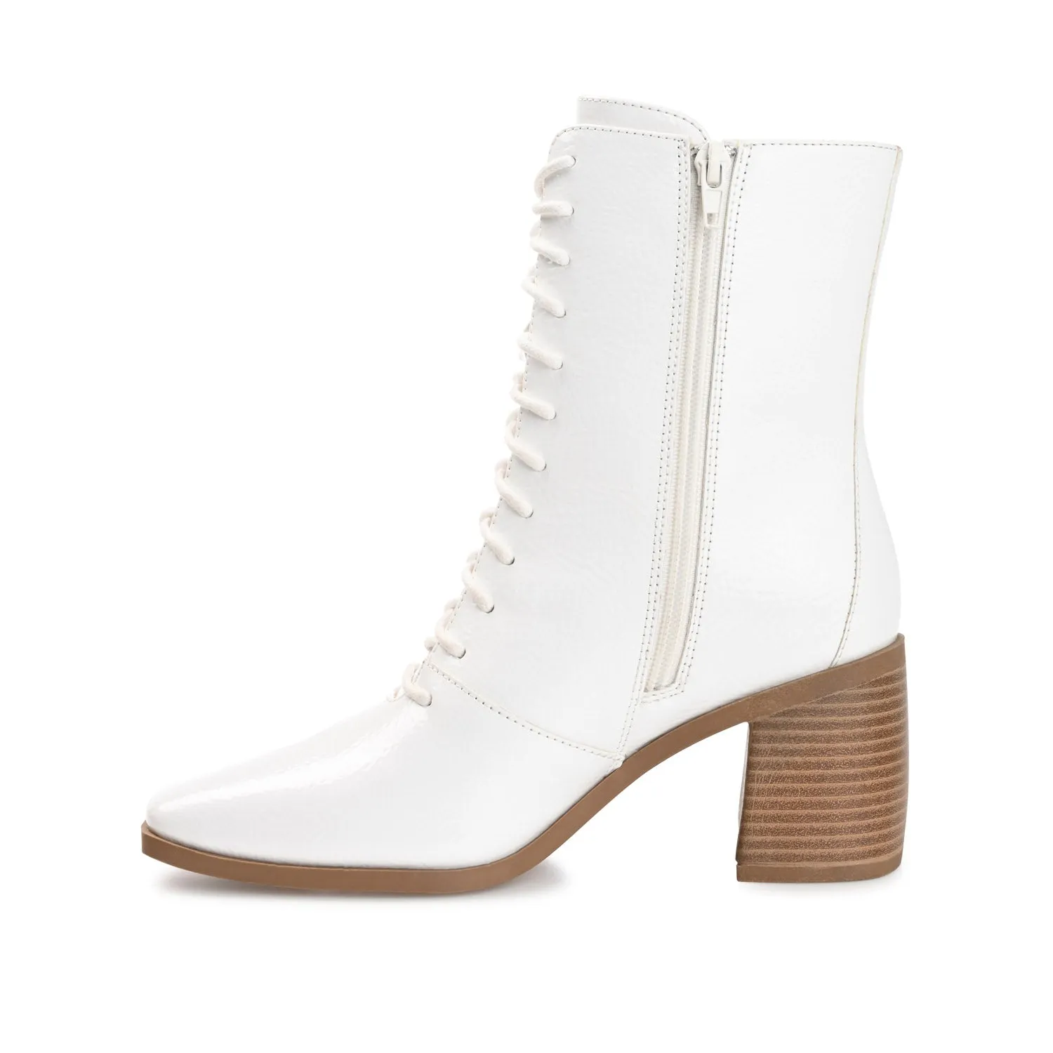 COVVA LACE-UP BOOTIES IN PATENT rainy step