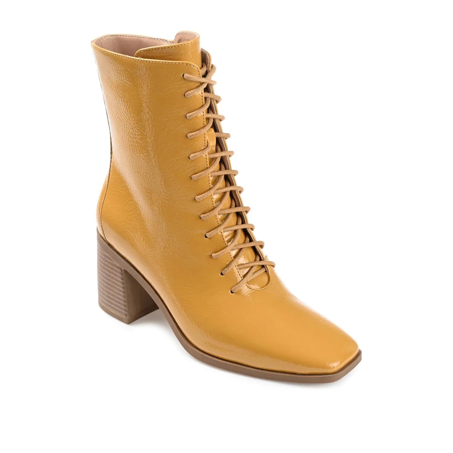 COVVA LACE-UP BOOTIES IN PATENT rainy step