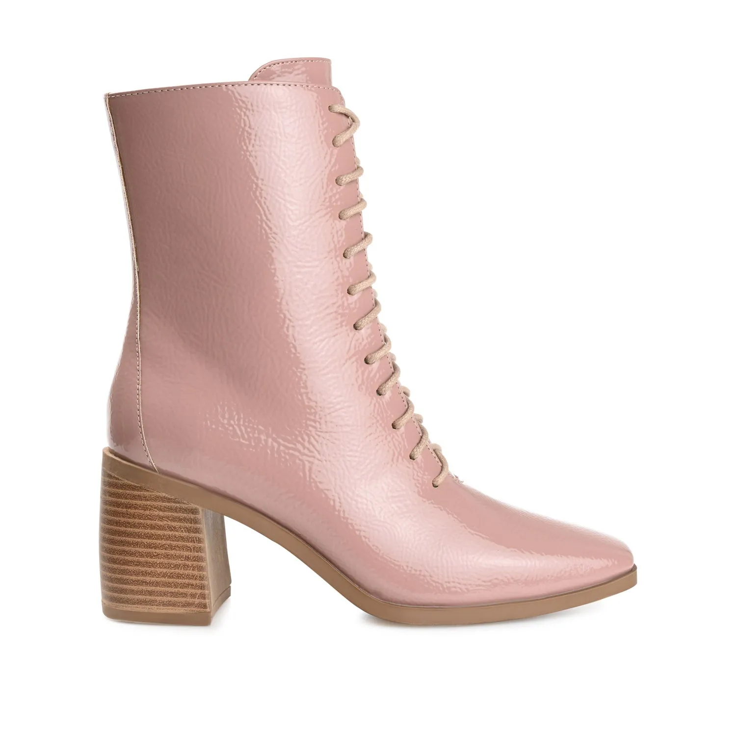 COVVA LACE-UP BOOTIES IN PATENT rainy step