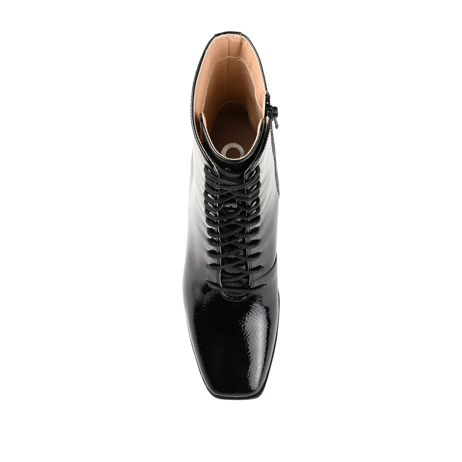COVVA LACE-UP BOOTIES IN PATENT rainy step