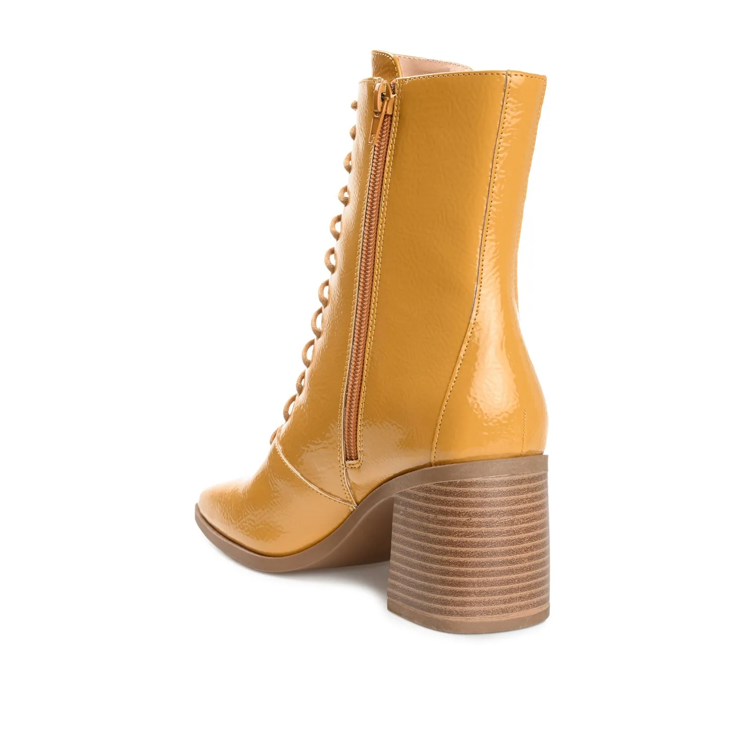 COVVA LACE-UP BOOTIES IN PATENT rainy step