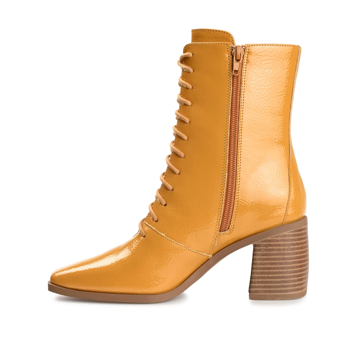 COVVA LACE-UP BOOTIES IN PATENT rainy step