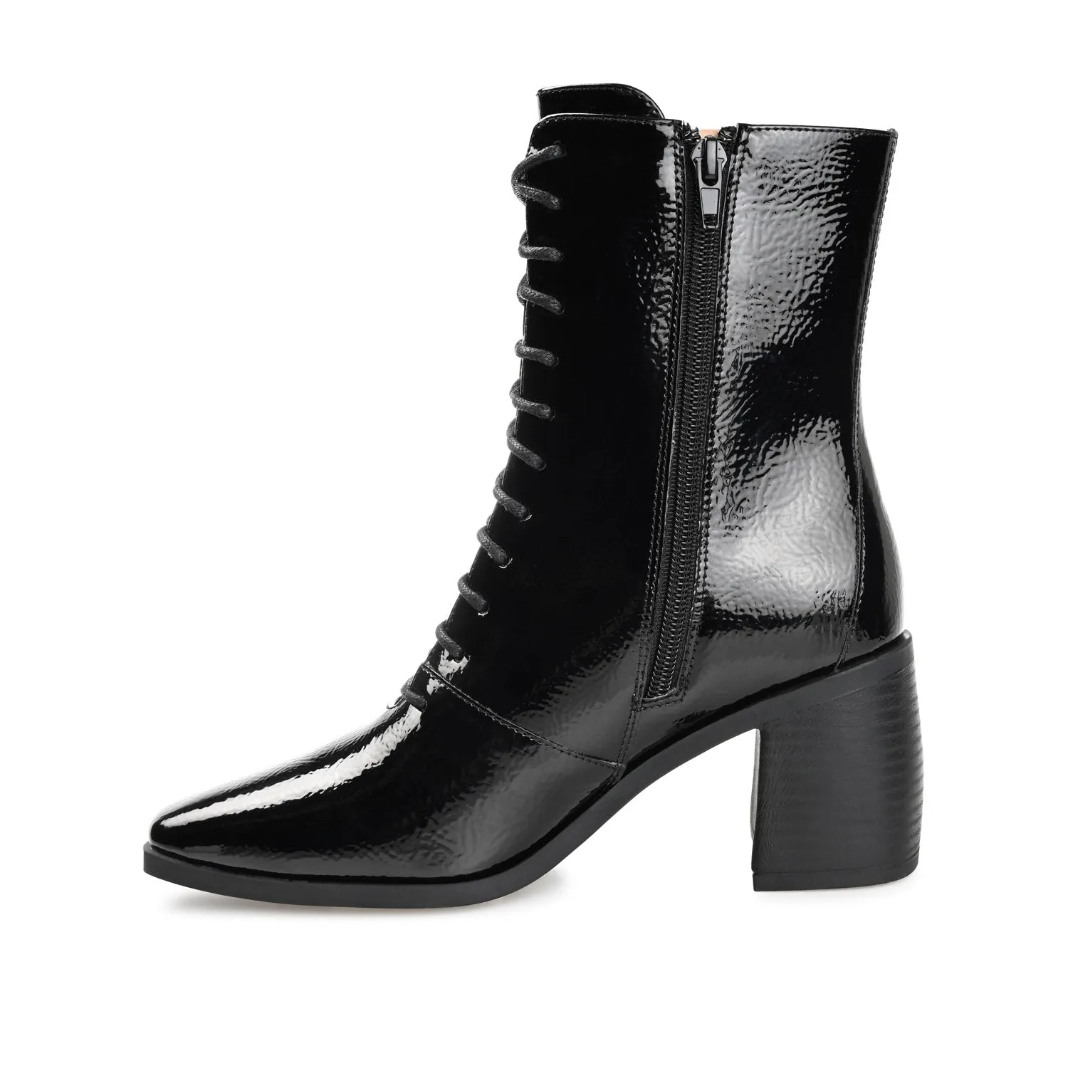 COVVA LACE-UP BOOTIES IN PATENT rainy step
