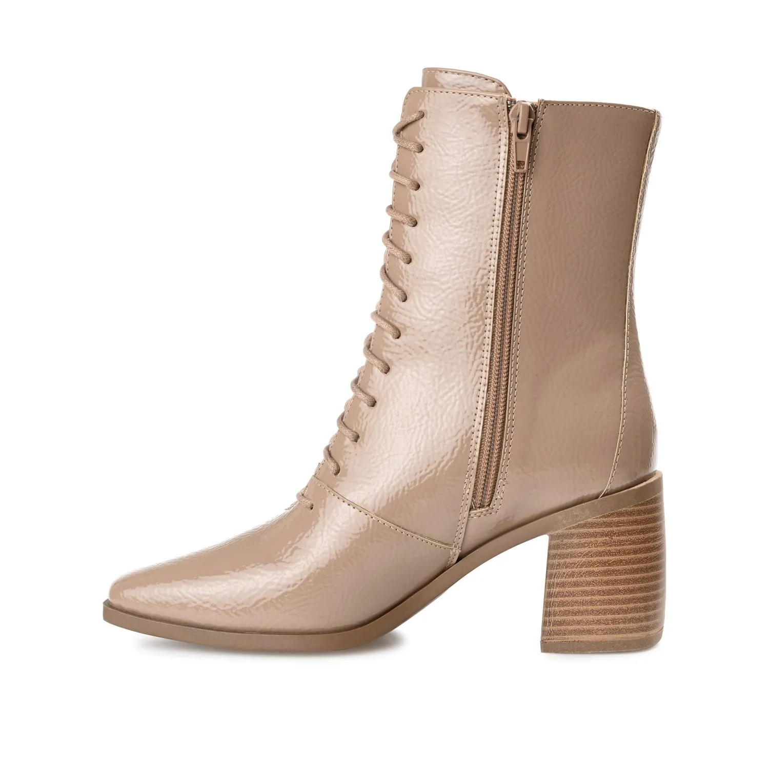 COVVA LACE-UP BOOTIES IN PATENT rainy step