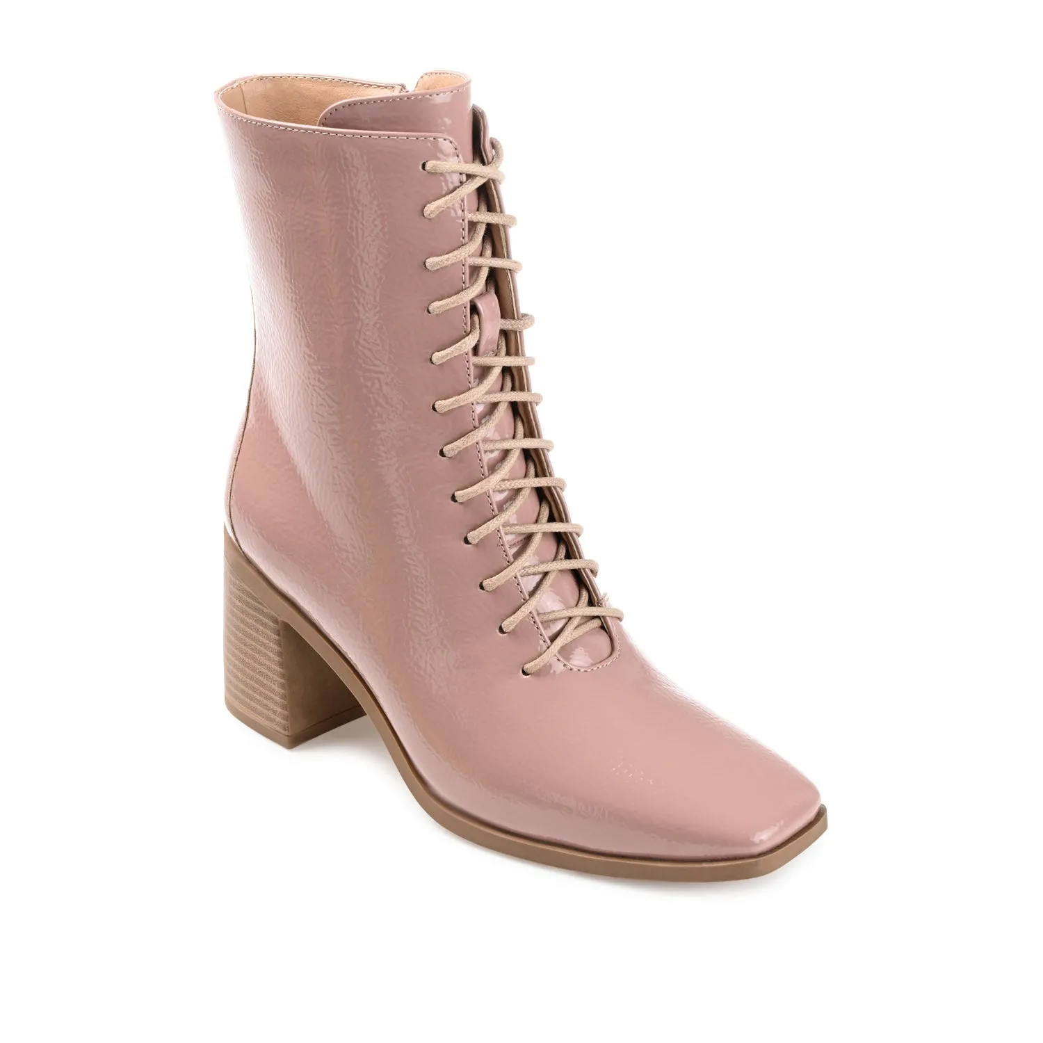 COVVA LACE-UP BOOTIES IN PATENT rainy step