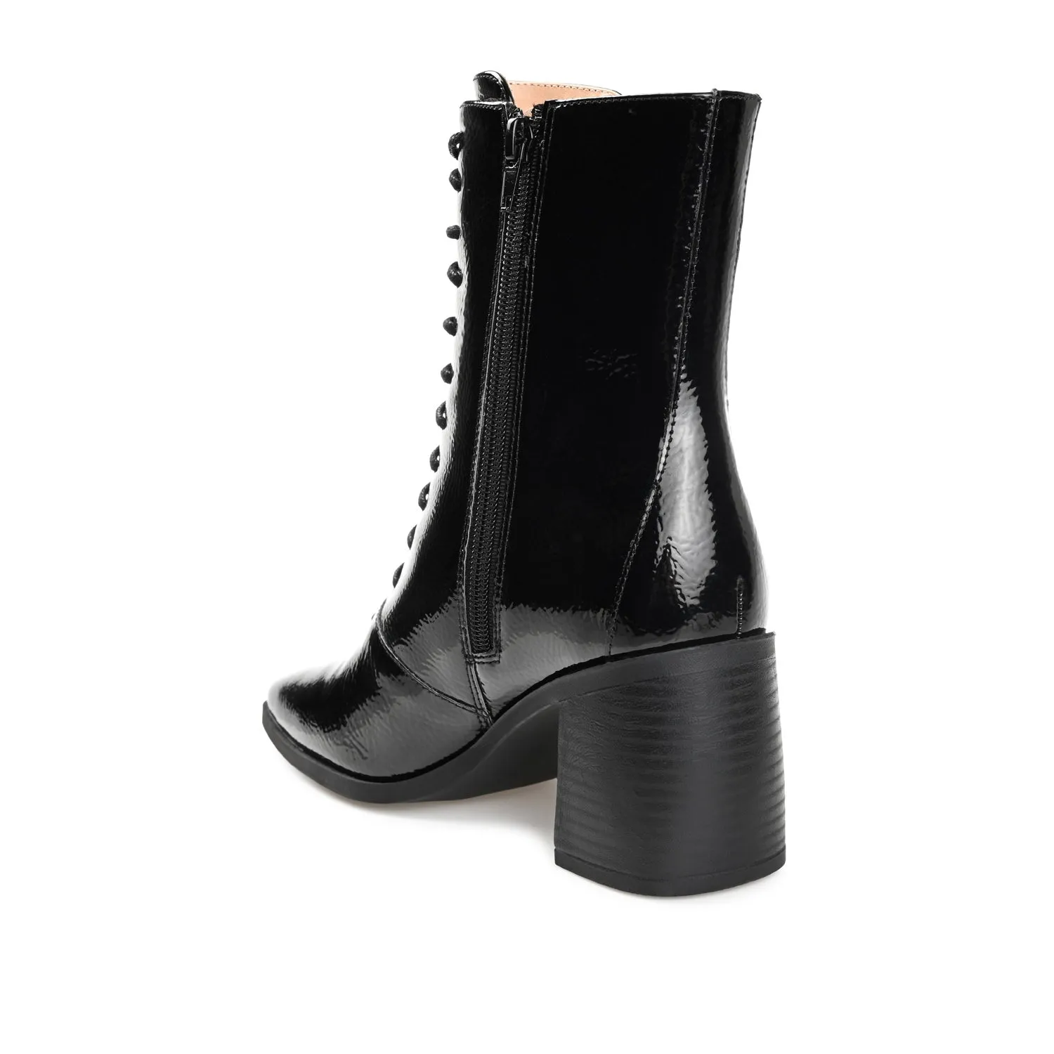 COVVA LACE-UP BOOTIES IN PATENT rainy step