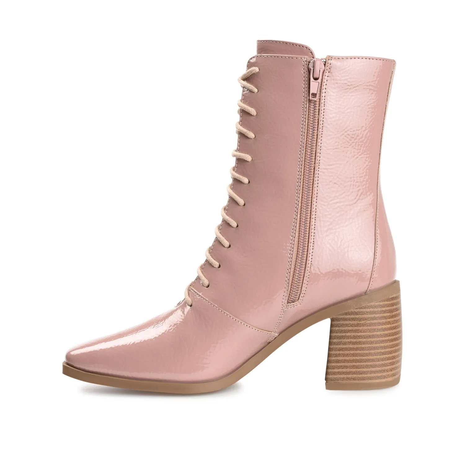 COVVA LACE-UP BOOTIES IN PATENT rainy step