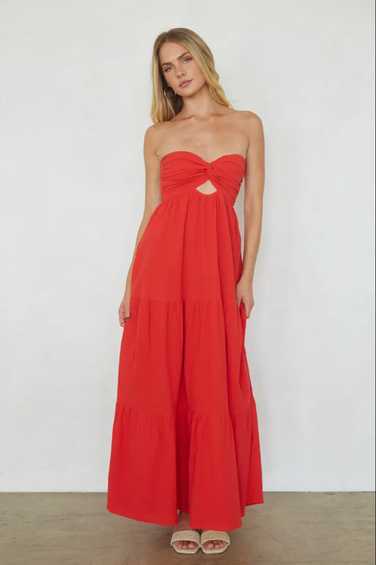 Cricket Twist Linen Maxi Dress quiet shine