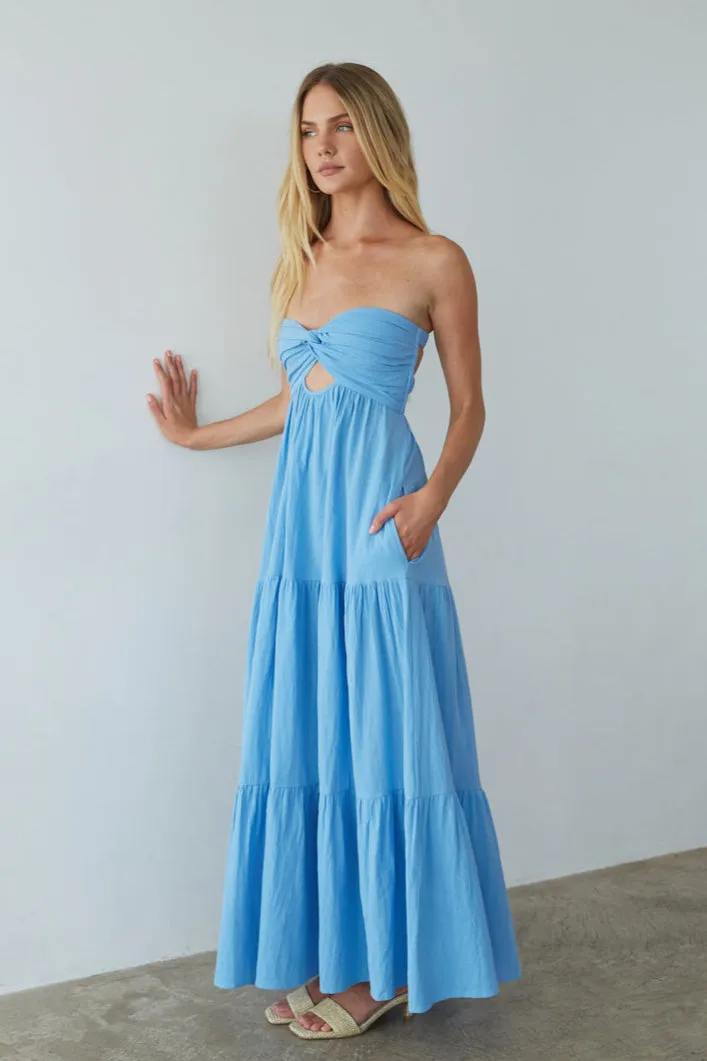 Cricket Twist Linen Maxi Dress quiet shine