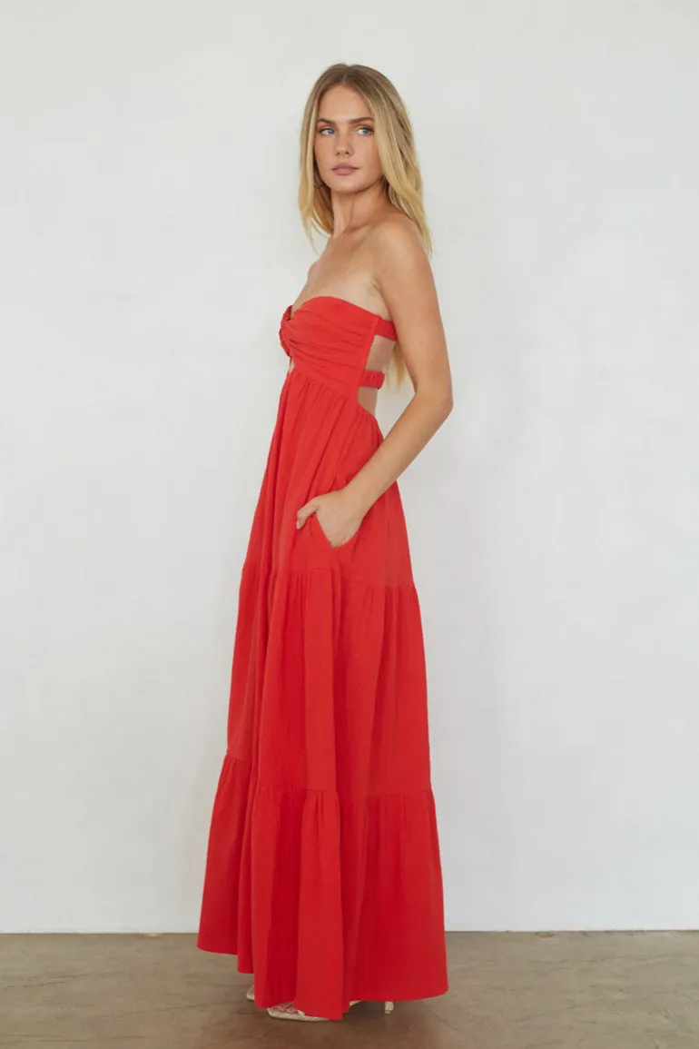 Cricket Twist Linen Maxi Dress quiet shine
