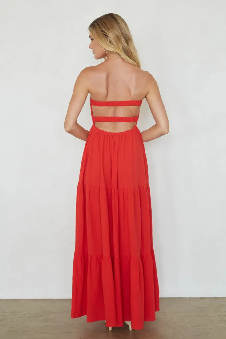 Cricket Twist Linen Maxi Dress quiet shine
