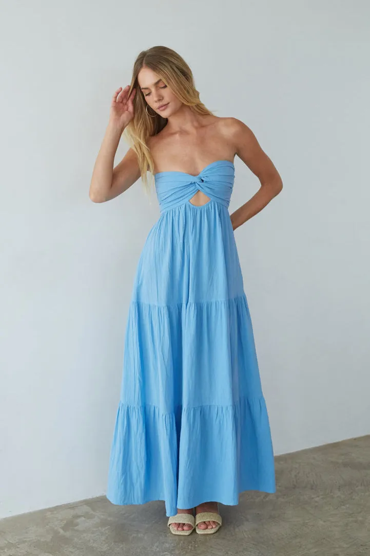 Cricket Twist Linen Maxi Dress quiet shine