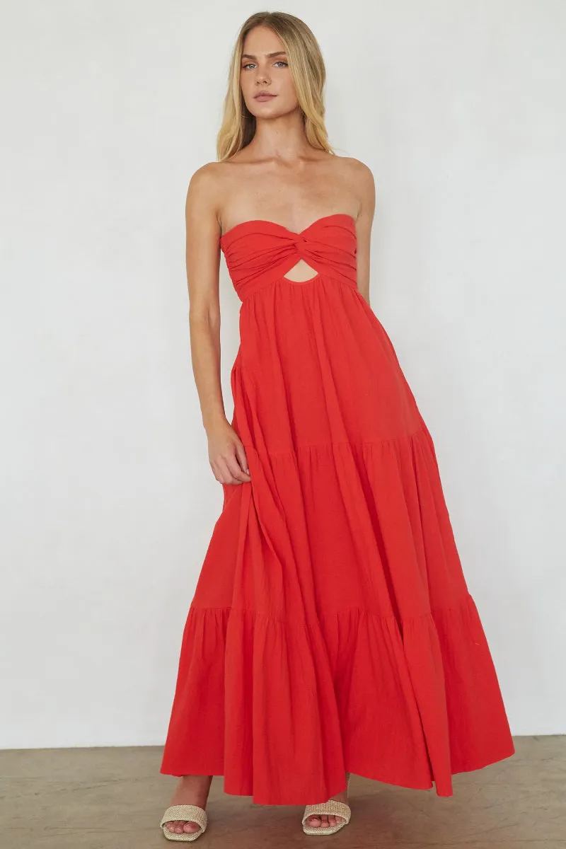 Cricket Twist Linen Maxi Dress quiet shine