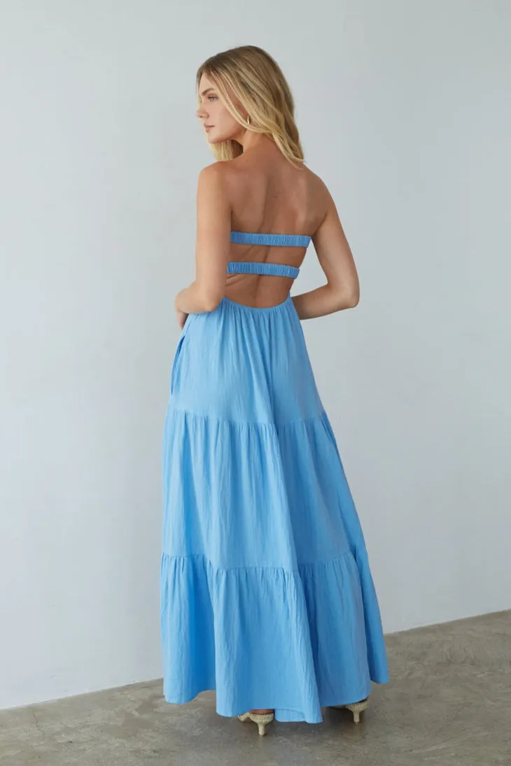 Cricket Twist Linen Maxi Dress quiet shine