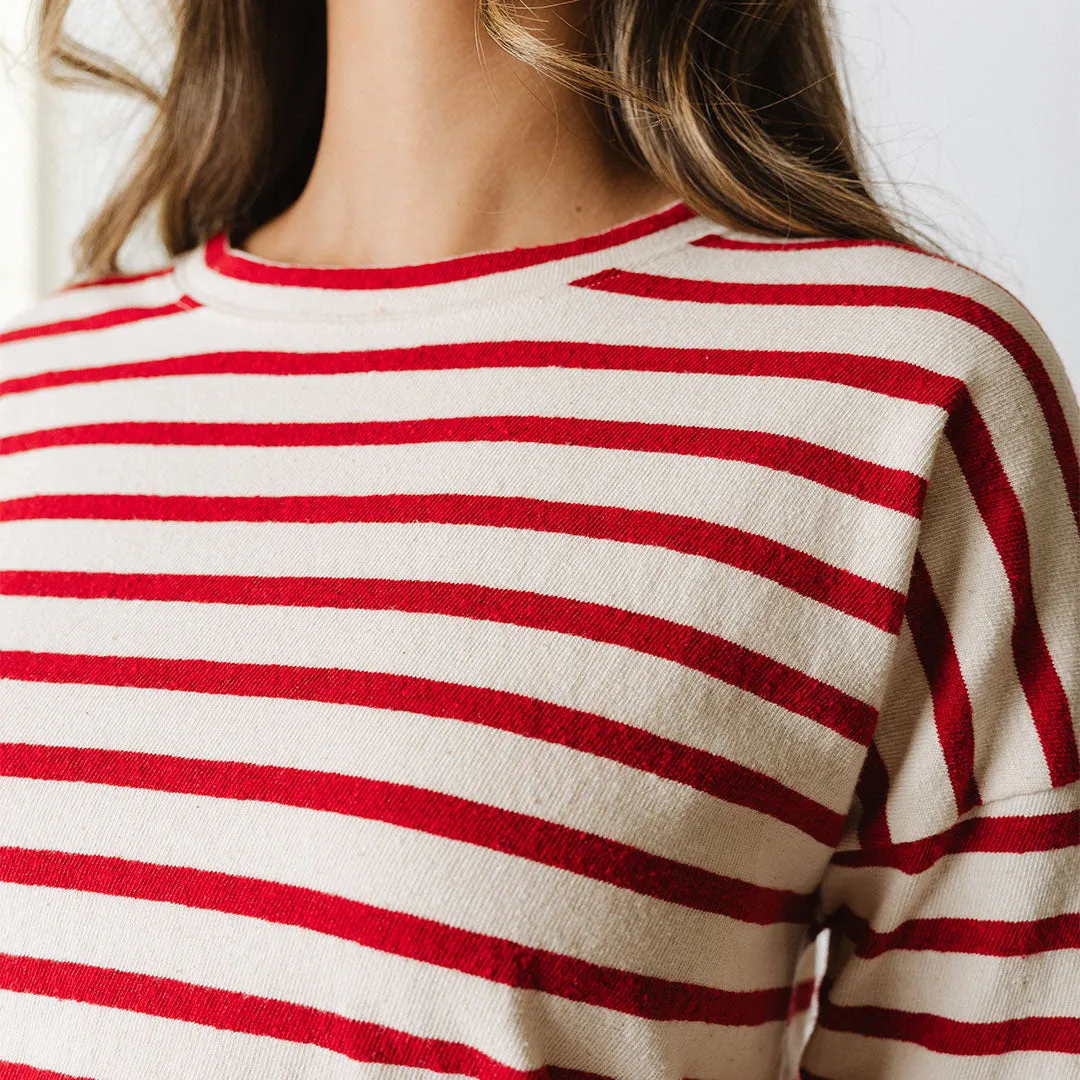 Crimson Striped Sweater animal smile