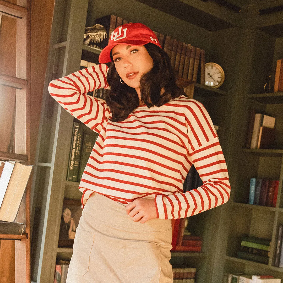 Crimson Striped Sweater animal smile