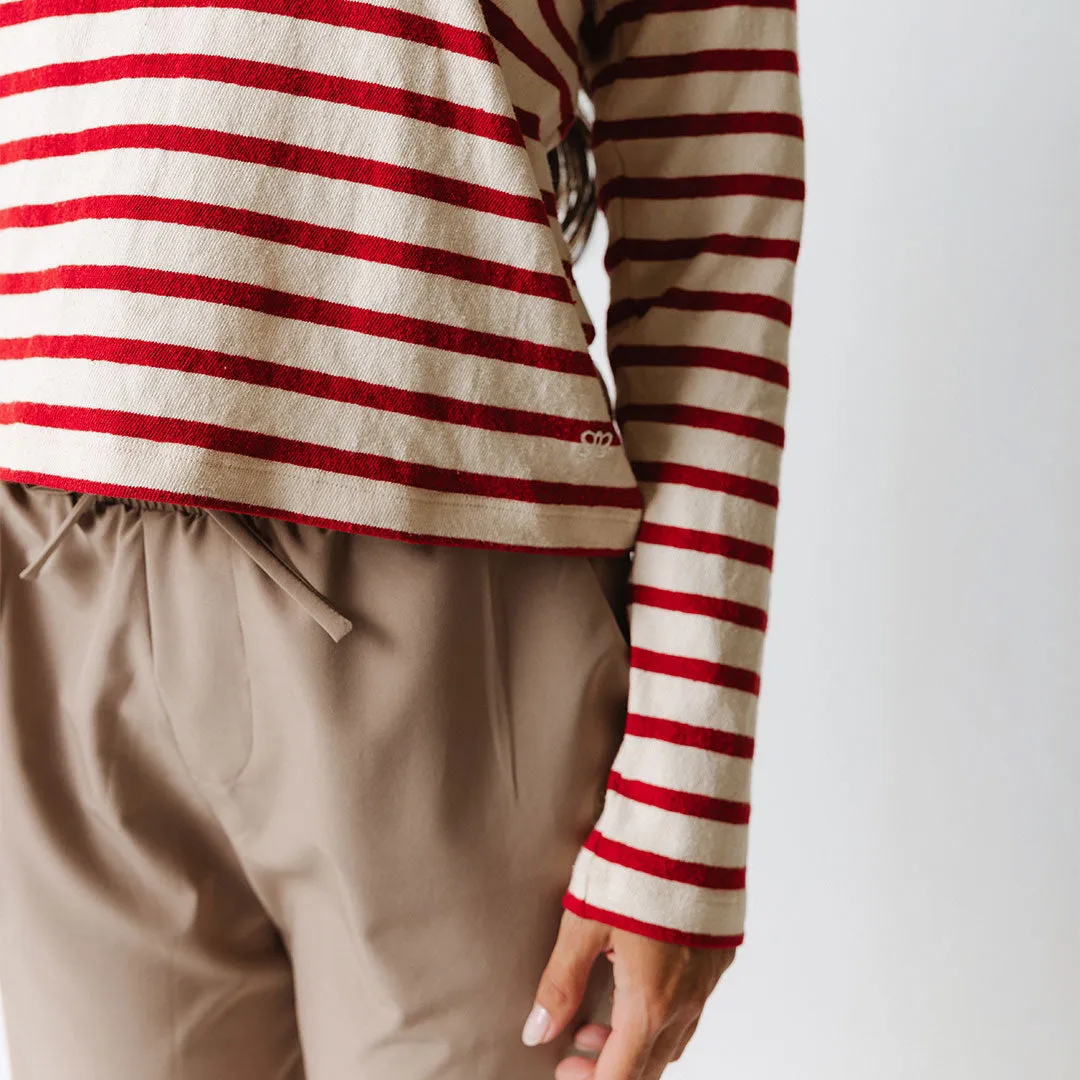 Crimson Striped Sweater animal smile