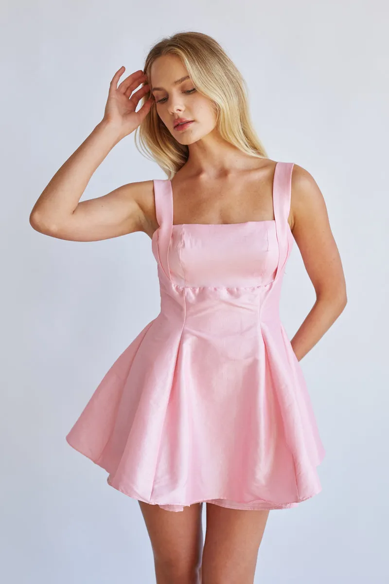 Daisy Square Neck Babydoll Mini Dress nordic calm