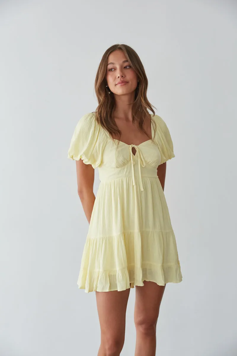 Dallas Open Back Puff Sleeve Babydoll Mini Dress calm move