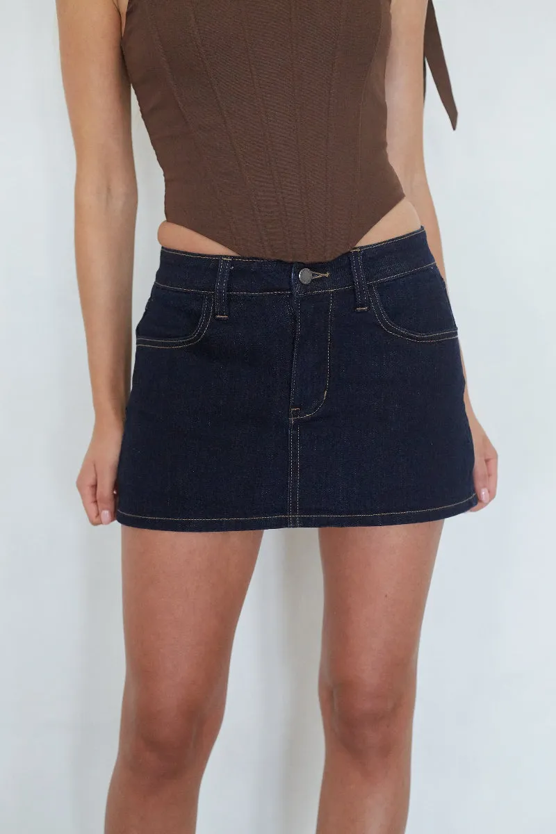 Dasha Micro Mini Denim Skort winter warm