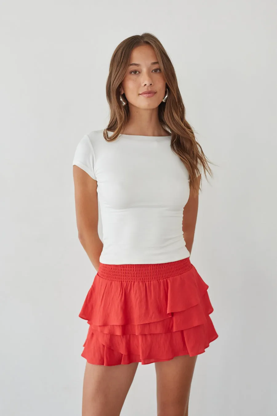Daytona High-Rise Tiered Ruffle Skort minimal vibe