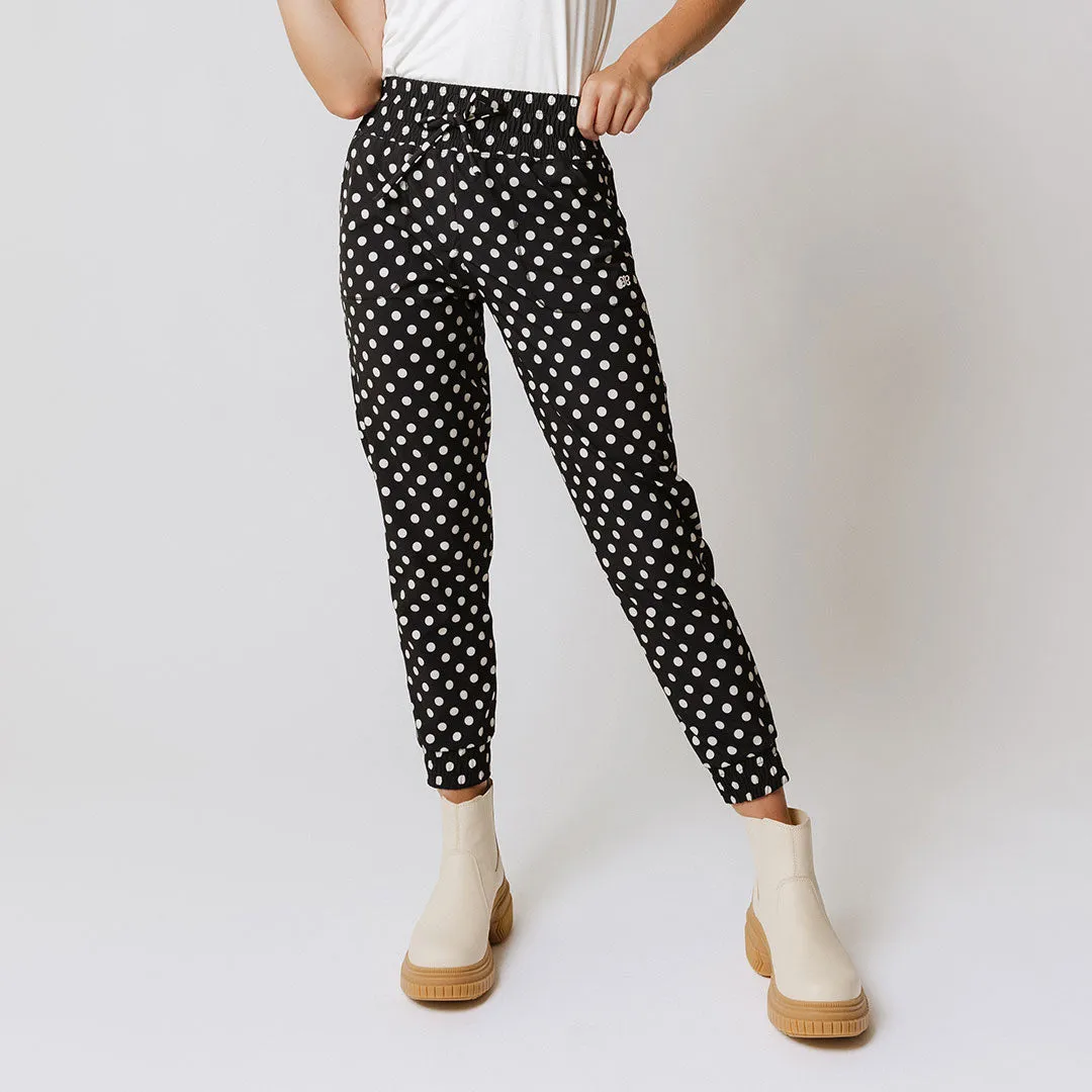 Destination Joggers, Black Polka Dot active flex
